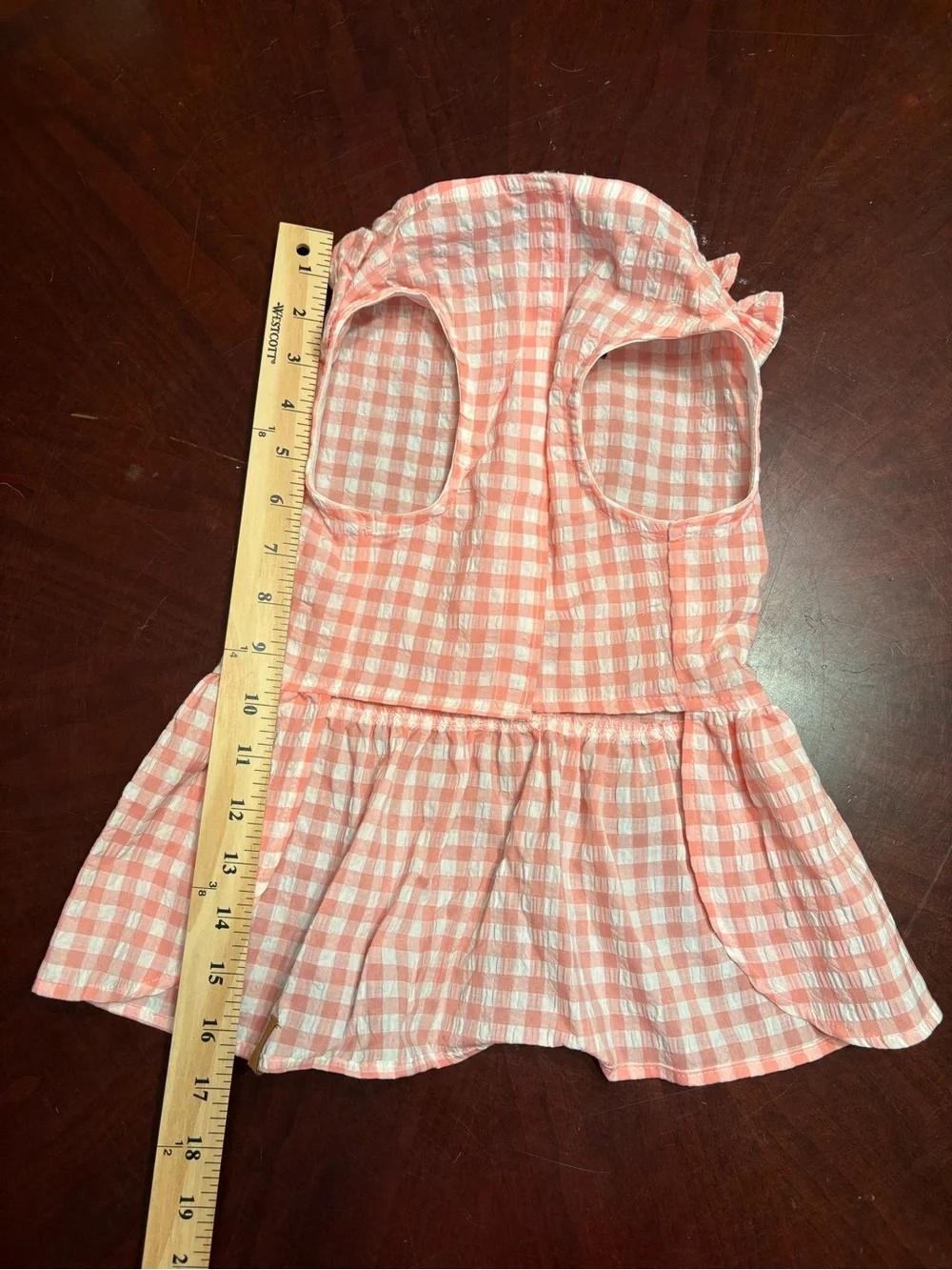 Nautica Coral Pink and White Gingham Dog Dress with Buttons